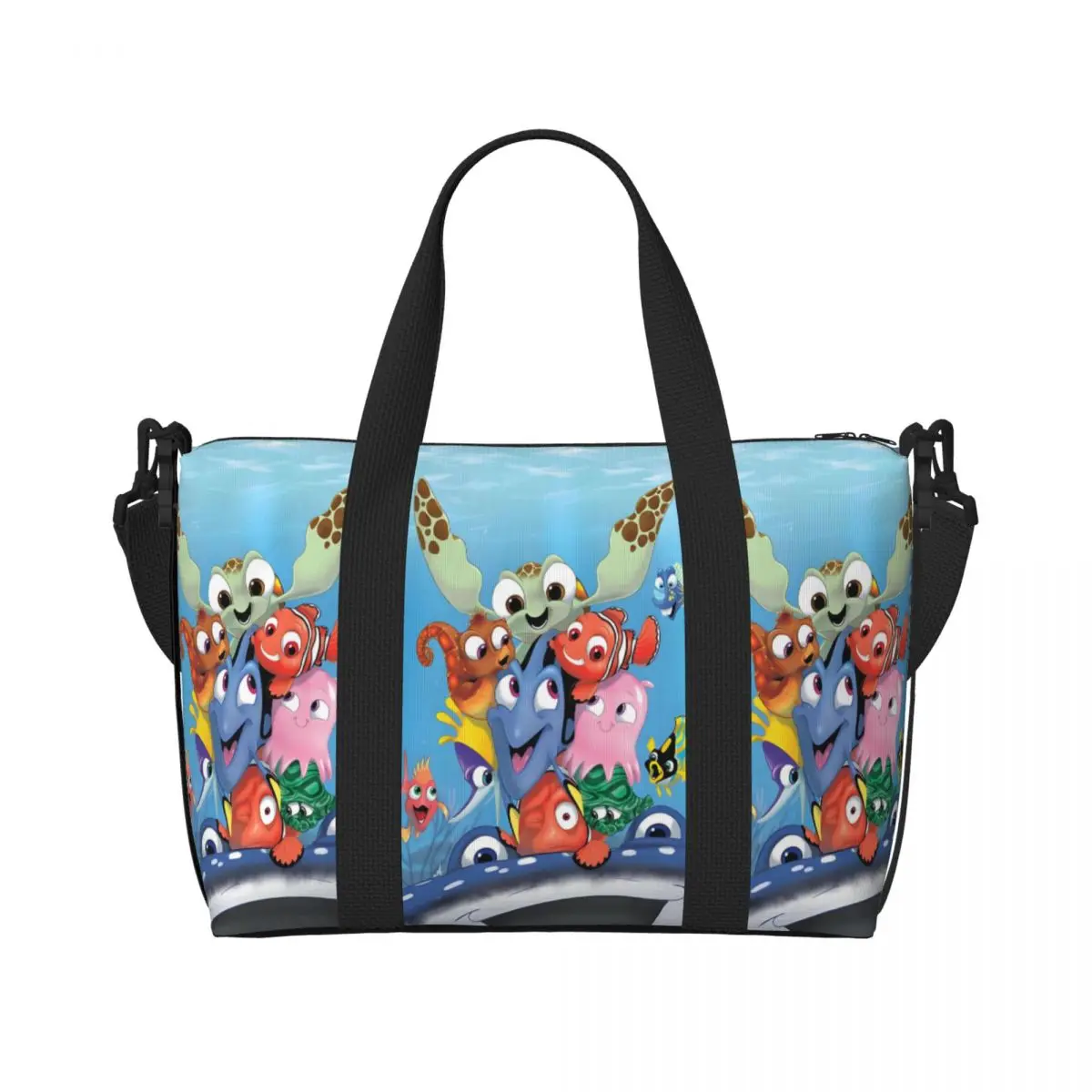 

Custom Large Finding Nemo Tote Bag Women Fish Cartoon Shoulder Shopping Beach Gym Travel Bag
