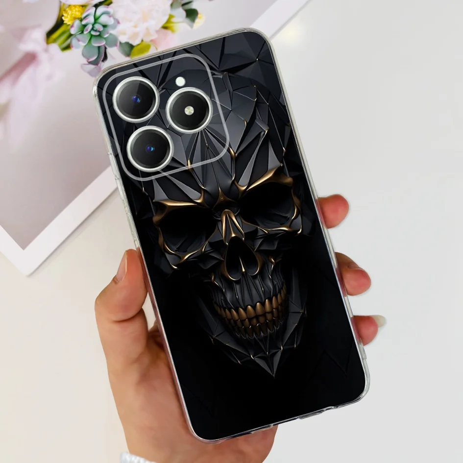 For Realme C63 4G Case 2024 Fashion Flower Transparent Silicone Soft Slim Cover For Realme C61 4G RMX3939 C 63 C 61 Bumper 6.74