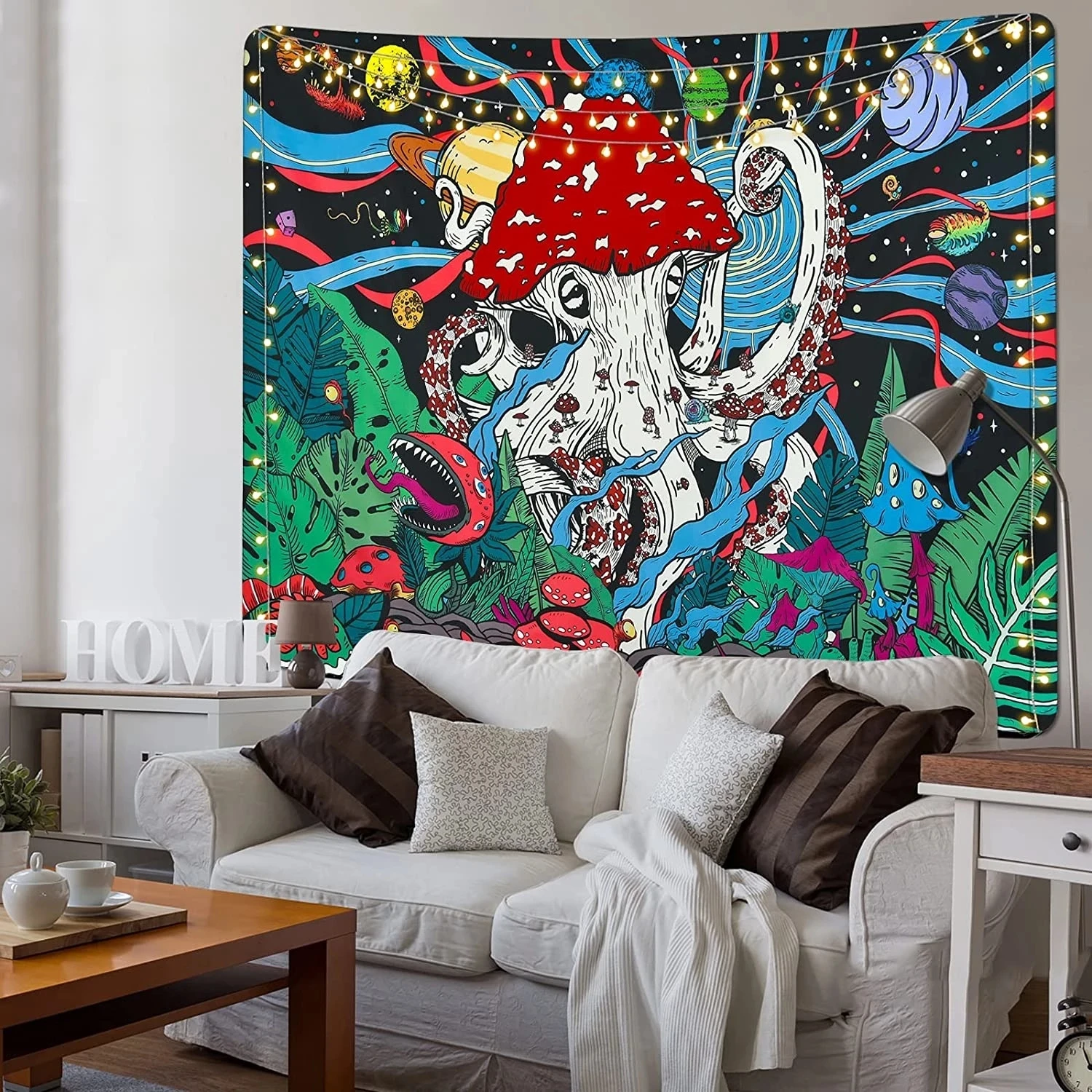 Mushroom Tapestry Planet Tapestry Plant Tapestry Monster Octopus Tapestry Space Galaxy Tapestry Wall Hanging Room