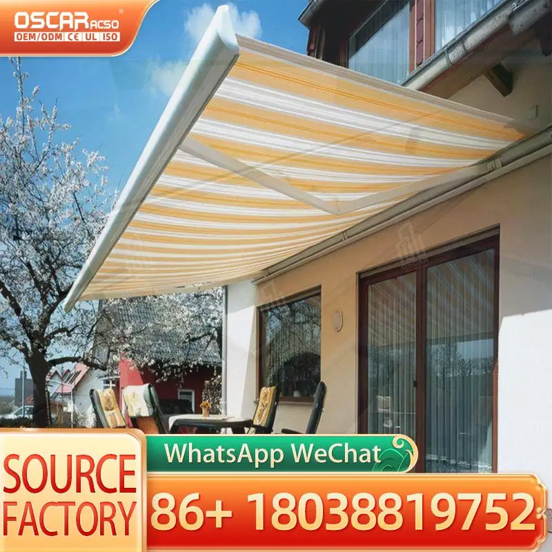 

Aluminum Retractable Patio Awning Canopy Full Cassette Folding Arm Awning for Garden Terrace Balcony Outdoor Use Retractable Awn