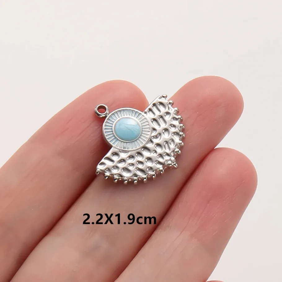 6 Stück Großhandel Blaue Emaille Sonne Mond Stern Anhänger Wicca Zubehör Edelstahl Charms für Schmuckherstellung Halskette Taschenanhänger – Detail 14