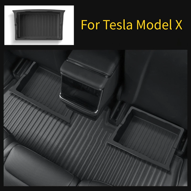 Underseat Storage Box for Tesla Model X 2023-2026 Seats Drawer TPE Hidden Storage Tray Push Pull Car Organizer Car Accessories