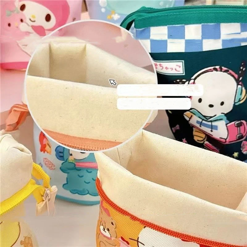 New  Hello Kitty Pencil Case Kuromi My Melody Cartoon Canvas Printed Large Capacity Pencil Case Foldable Pencil Case Gift