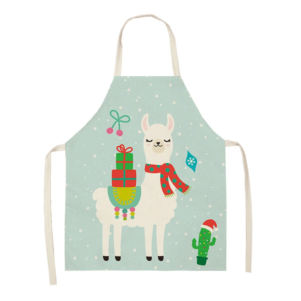 Santa Kitchen Apron 66x47CM Christmas Snowman Sleeveless Cotton Linen  Cooking Household Cleaning Tools