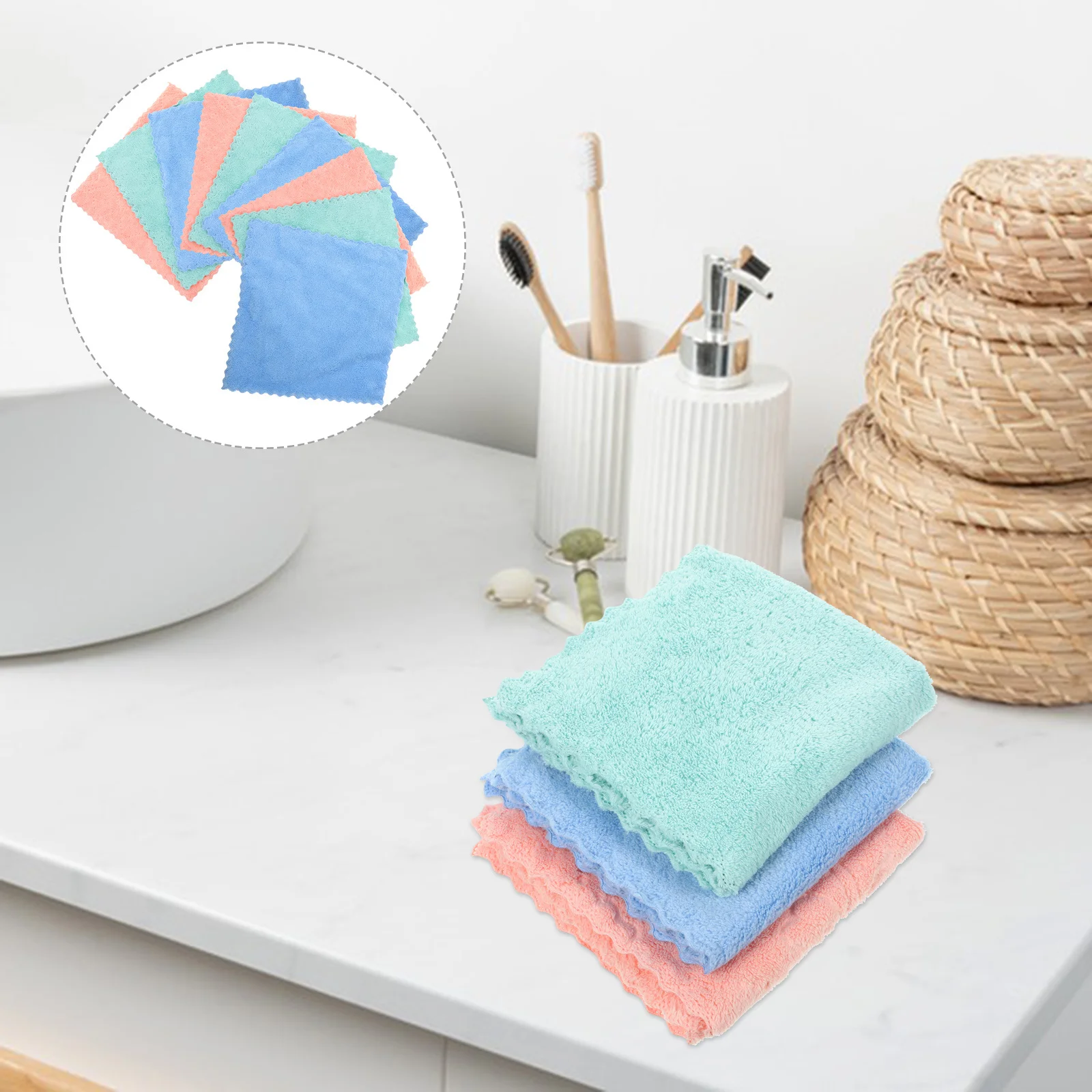 10Pcs Coral Fleece Face Washing Cloths Highly Absorbent Soft Makeup Removal Towels Portable Washcloth for Home and Travel