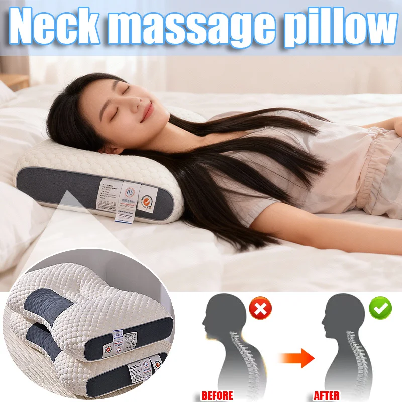 

Ортопедическая подушка для шеи помогает защитить сон, защита шейки матки, массажная спа-подушка из соевого волокна для сна, 1 шт., бытовая поддержка шеи