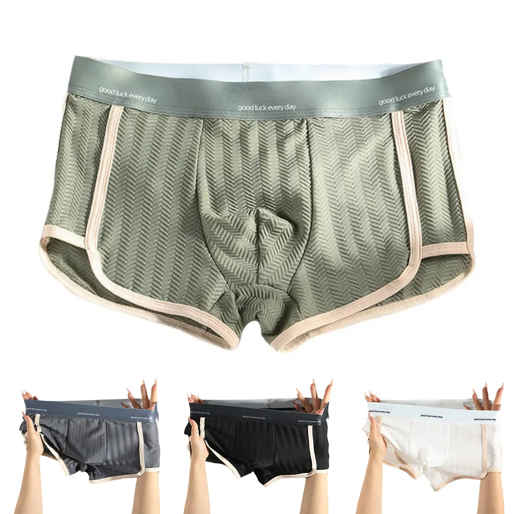 For Casual Wear Breathable Boxer Briefs Ice Silk Underpants Brand New Condition Color Matching Pattern For Daily Wear