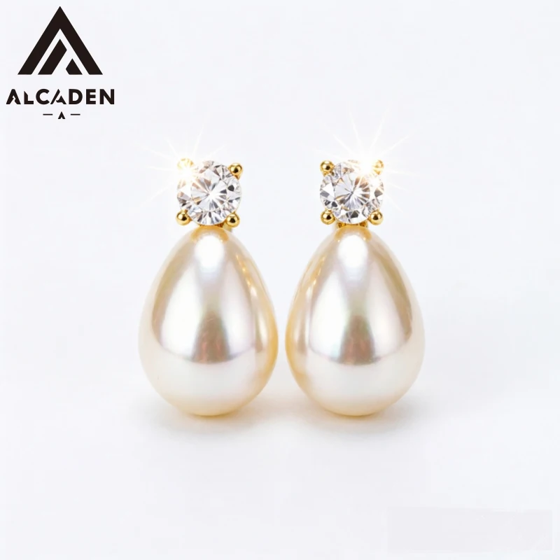 S925 Silver Teardrop Pearl Stud Earrings Women Luxury Sparkling Zircon Water Drop Pearl Earrings Fine Fashion Jewelry