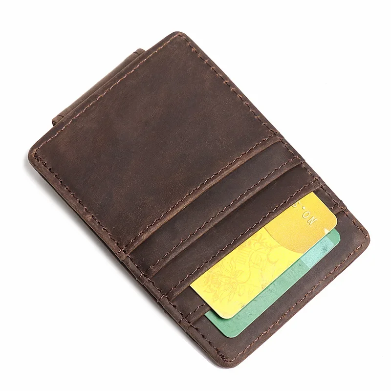 Vintage RFID Blocking Men's Leather Wallet with Multiple Card Slots and Magnetic Closure