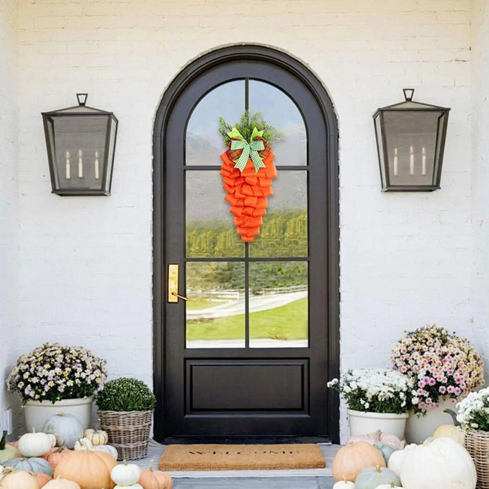 

Garland for Front Door Orange Indoor Outdoor Party Easter Wreath Wall Hanging Ornament for Window Bedrooms Porches Living Rooms