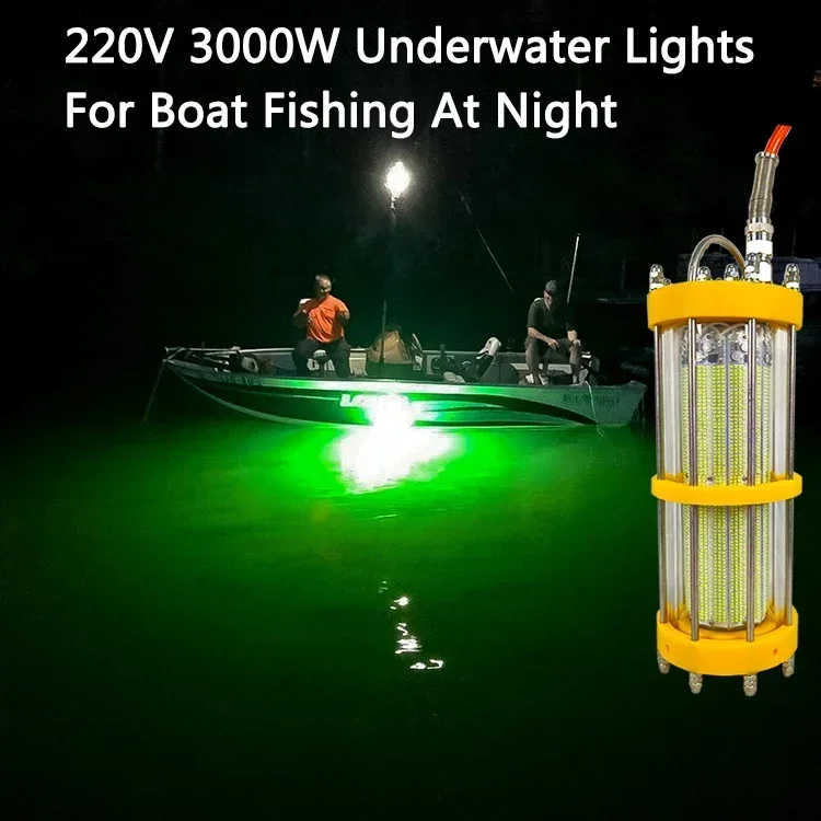 hot sale 3000w IP68 Green  AC 220V attracting Fishing Light led light water bright lumens fishing