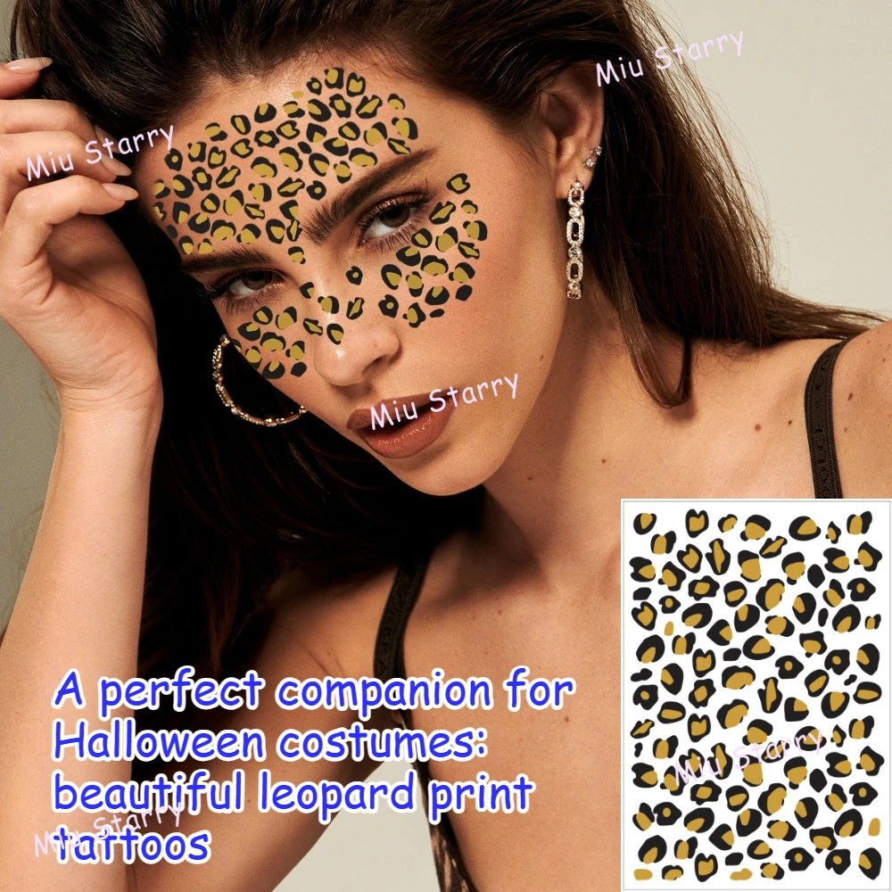 Leopard Print Temporary Tattoos Stickers ForFace Body Makeup Cosmetic Patches Birthday Music Festival Party Favors Decoration