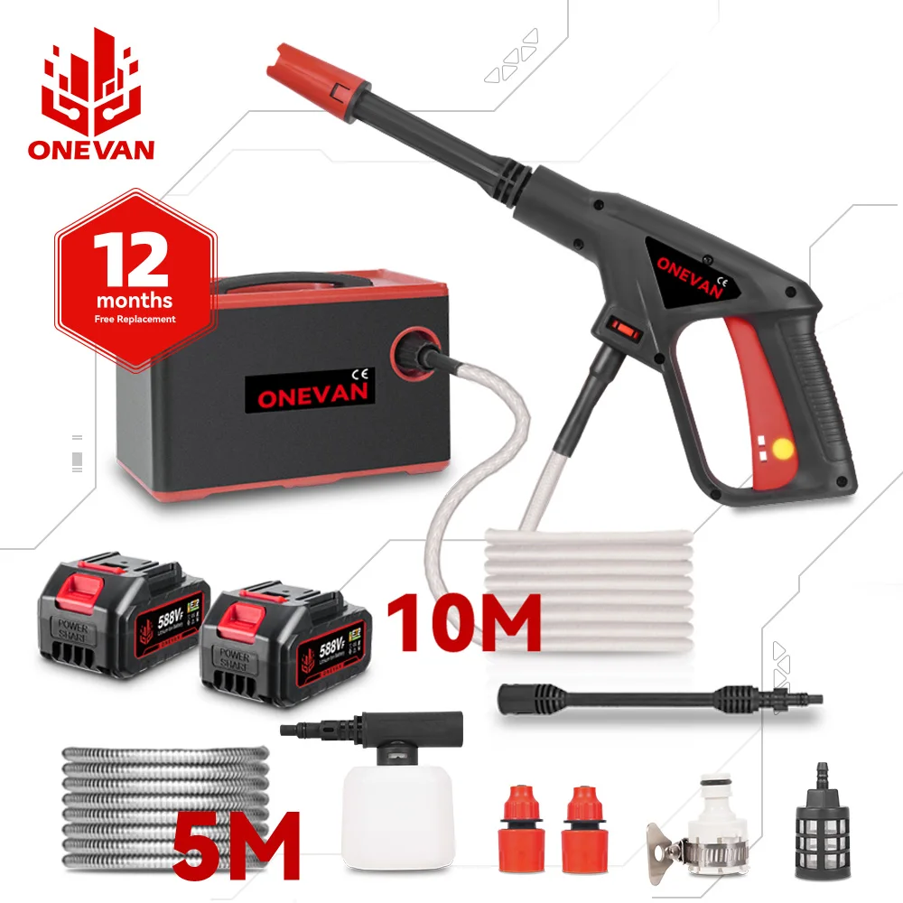 ONEVAN 4000W 220Bar Elektrischer Hochdruckreiniger 2in1 Autowaschgerät Leistungsstarkes Gartenreinigungsgerät für Makita 18V Akku – Detail 14