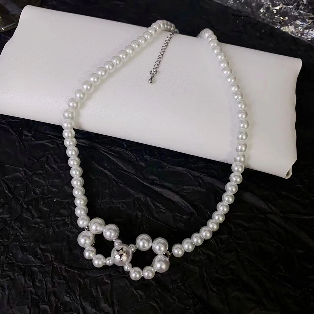 Sorxkcs-Collier de perles à nœud papillon pour femme, bijoux fantaisie, étoile à cinq branches, amour, luxe, nouveau, 2024