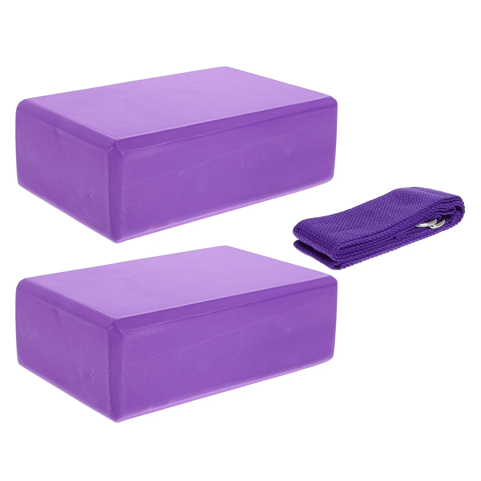 

3Pcs Yoga Bricks Eva Foam Set Resistance Strap Portable Lightweight for Stretching Pilates Balance Flexibility Training