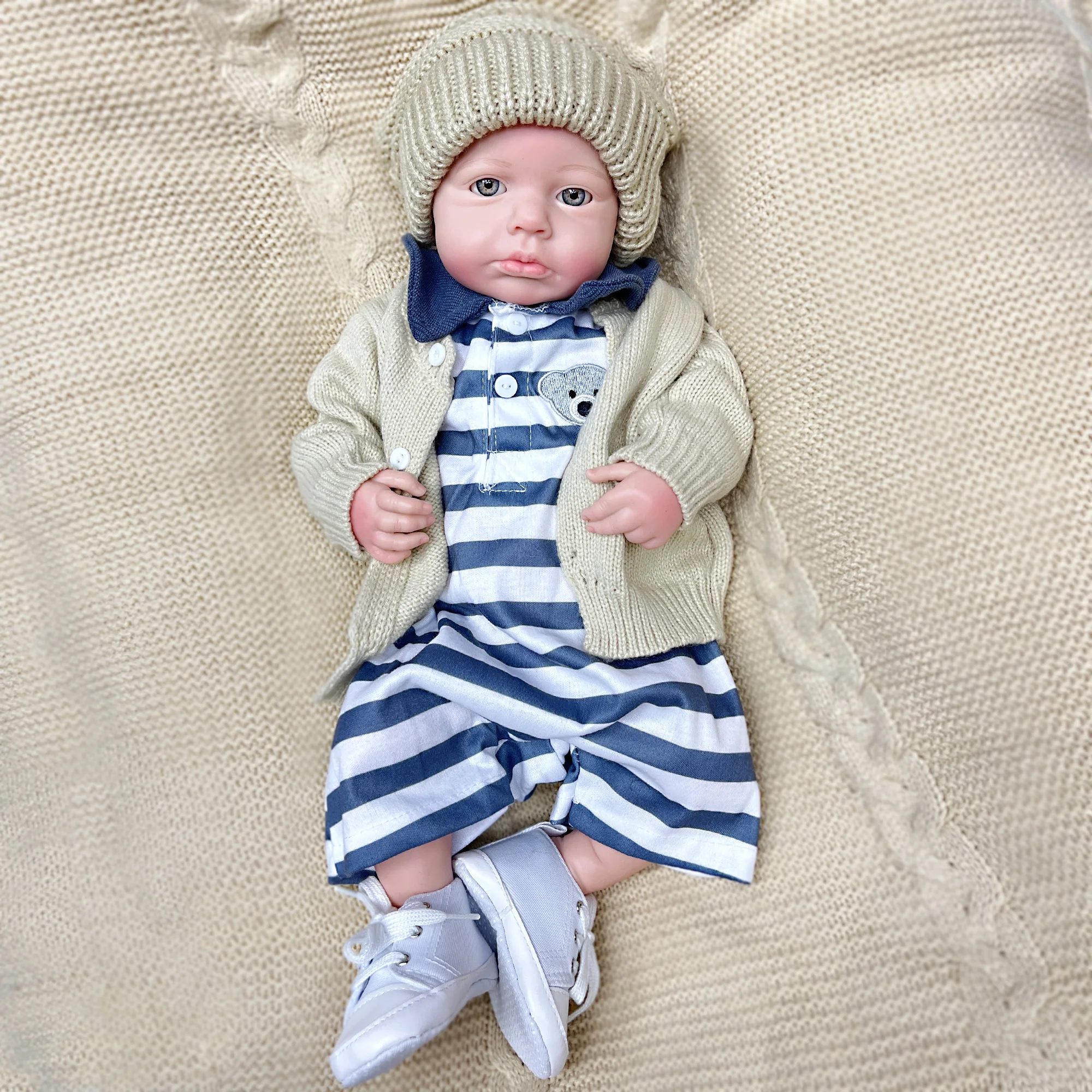 45CM Boy Loulou Bebê Reborn De Silicone Painted/Unpainted Full Body Silicone Reborn Doll Kit Corpo De Silicone Inteiro