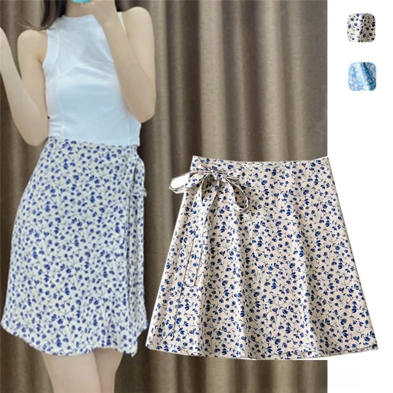 

American Retro Floral One-Piece A-Line Skirt High Waist Summer Trendy Street Sle ort Skirt for Women
