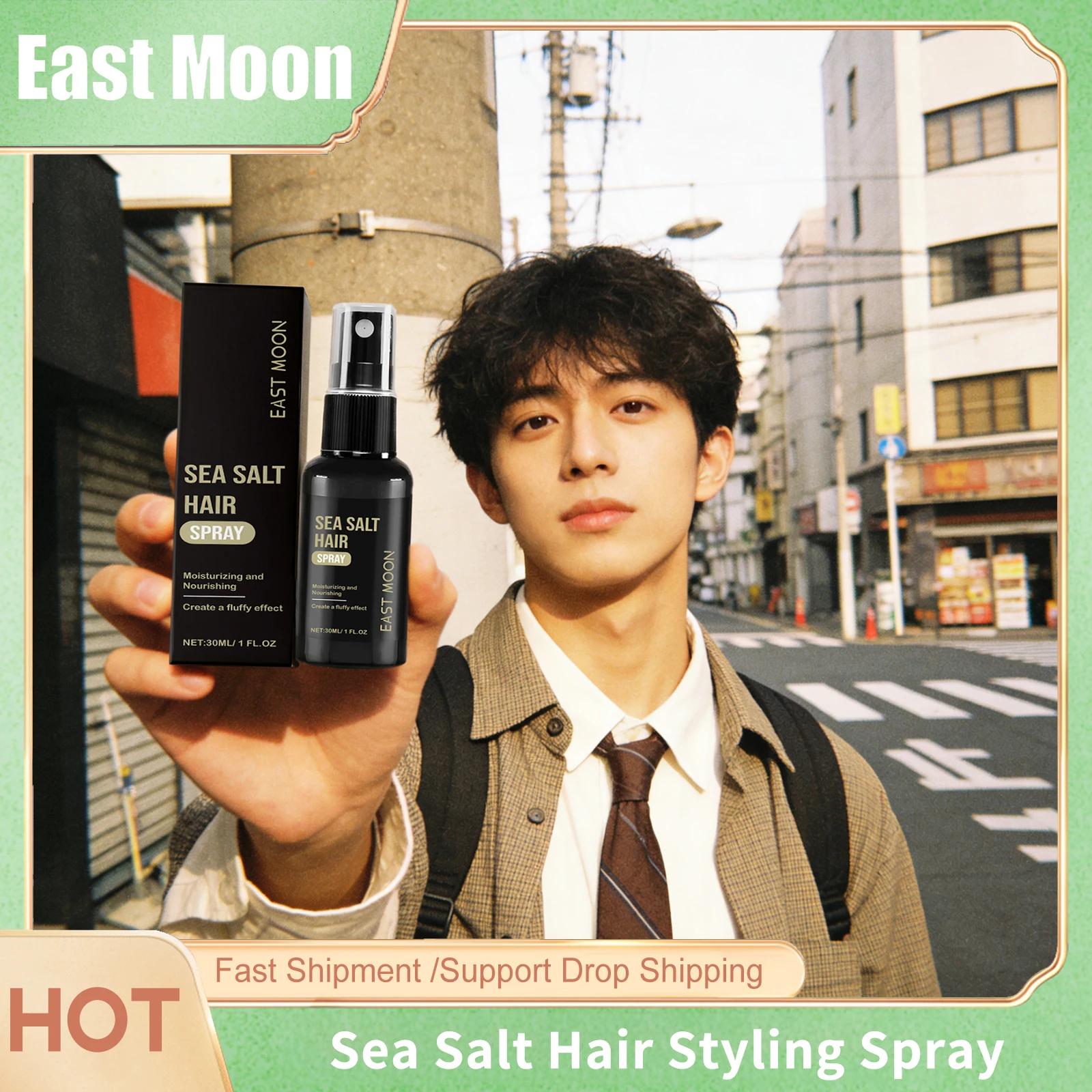 

East Moon Sea Salt Hair Volumizing Spray Improve Texture Strong Hold Wave Thickness Non Greasy Modeling Curly Hair Styling Oils