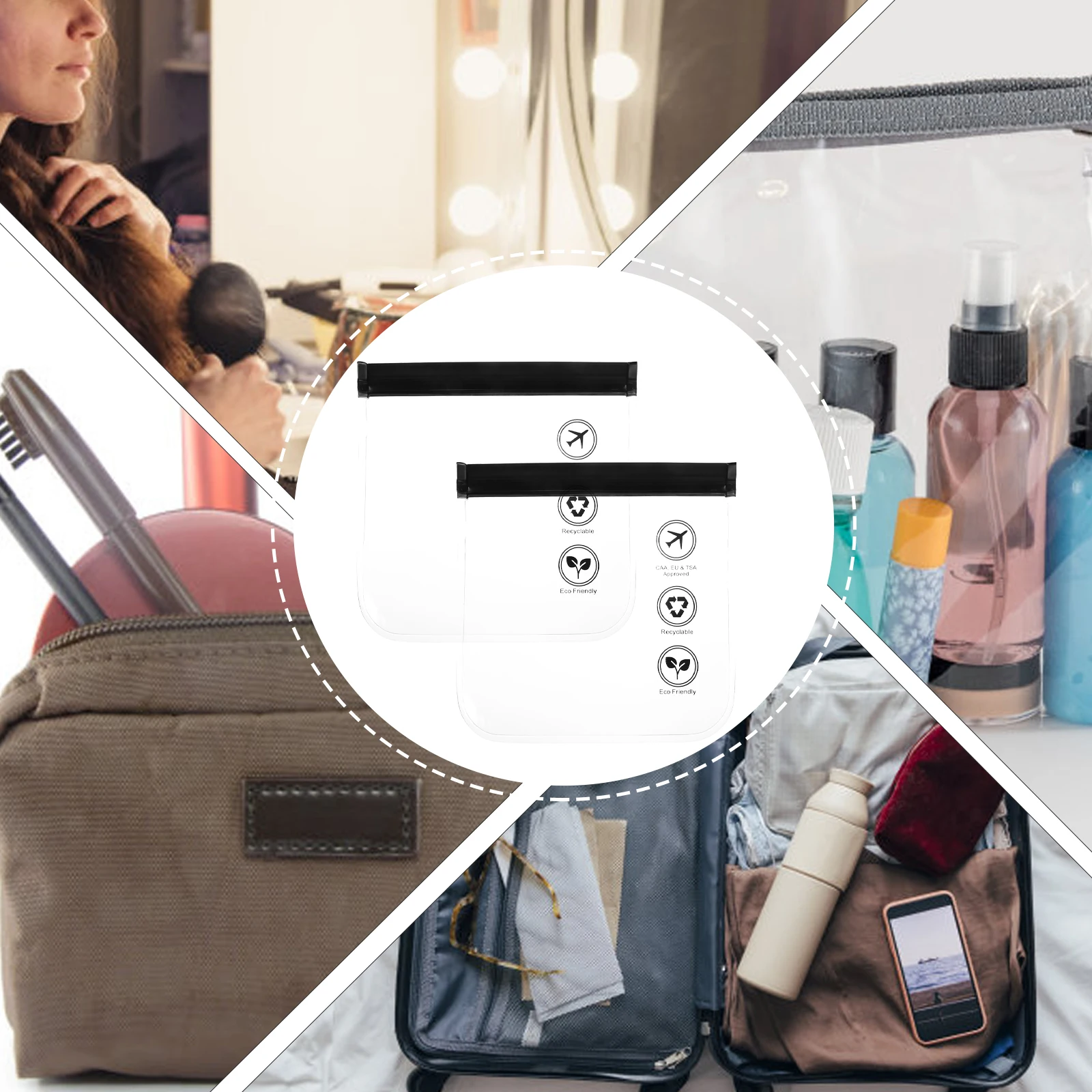 

2pcs Transparent Large Capacity Tote Bag For Makeup Tools Portable Travel Organizer Storage Holder Durable Eva Bag