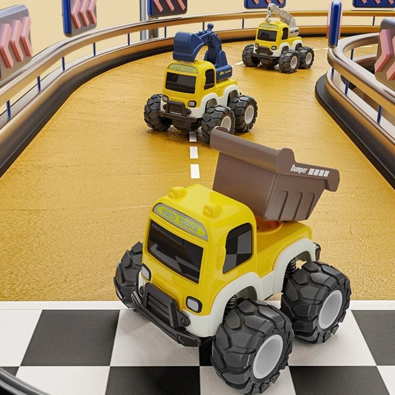 ดึงกลับรถก่อสร้างของเล่น 4WD แรงเสียดทานรุ่นรถ Push Active & Go ข้อต่อรถบรรทุกของขวัญที่ยอดเยี่ยมสำหรับเด็กชายหญิง 15UB