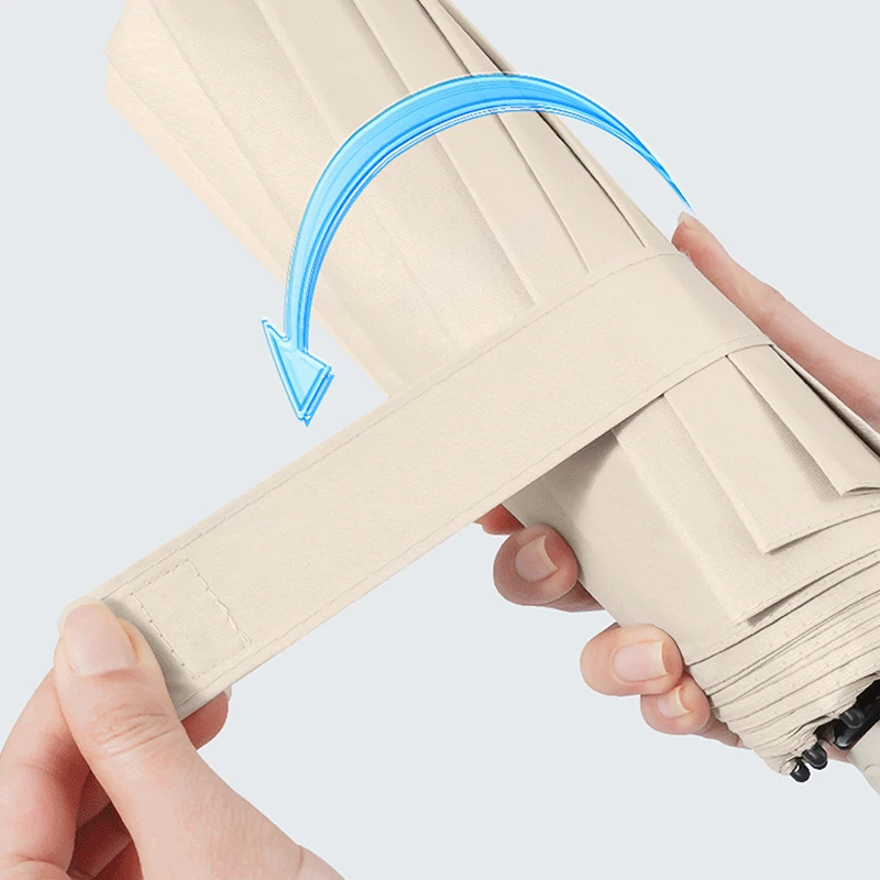 Paraguas plegable inverso completamente automático con raya reflectante a prueba de viento, paraguas UV para hombres y mujeres, mango de mosquetón para viaje
