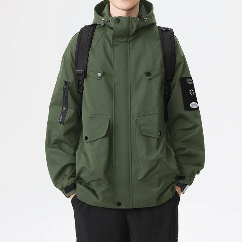 

Large Size Autumn Winter Outdoor Sports Jaet Men's Trendy Brand Hooded Loose Workwear Coat Windproof Polyester Fabric Long ...