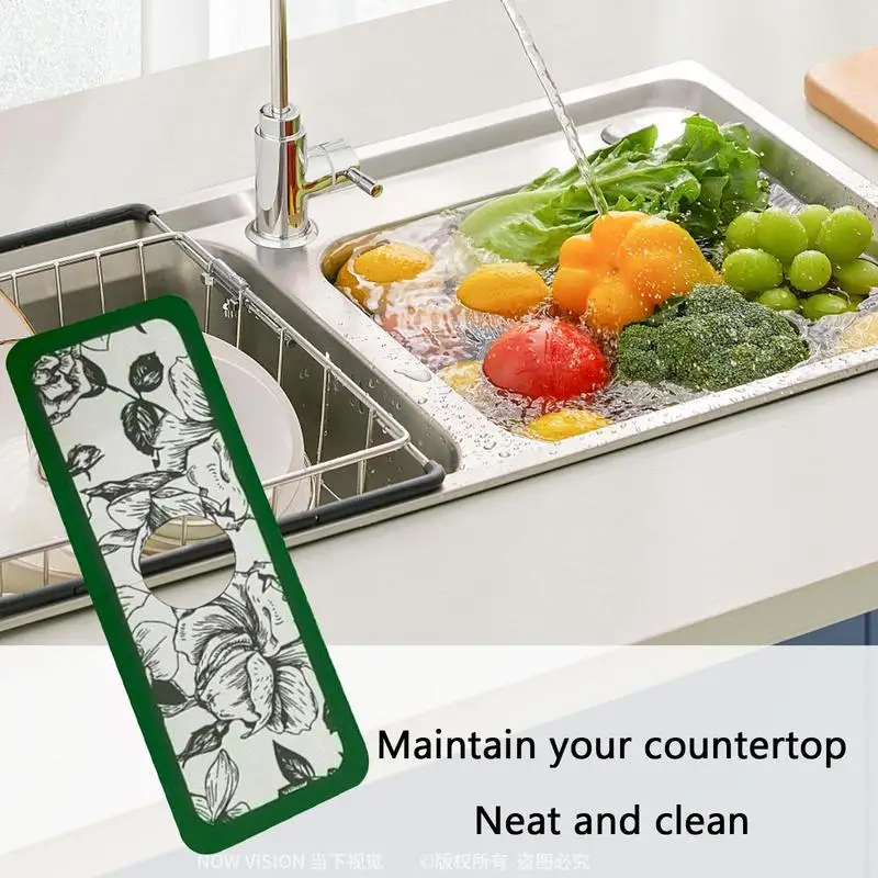 Faucet Drip Mat Faucet Handle Drip Catcher Tray Kitchen Sink Draining Mat Tap Splash Guard Drip Tray Mat Sink Drainage Pad For