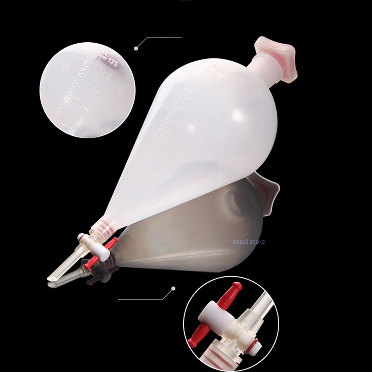 

Plastic Pear-Shaped Separatory Funnel with lid, High-Temperature Resistant for Chemical Laboratory with Clear Graduations