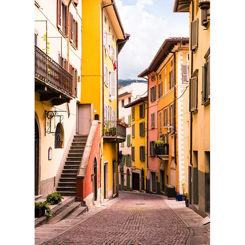 Retro europa città edifici di strada scenario fotografia sfondi matrimonio bambino ritratto fondali per Studio fotografico 21804OUT-03