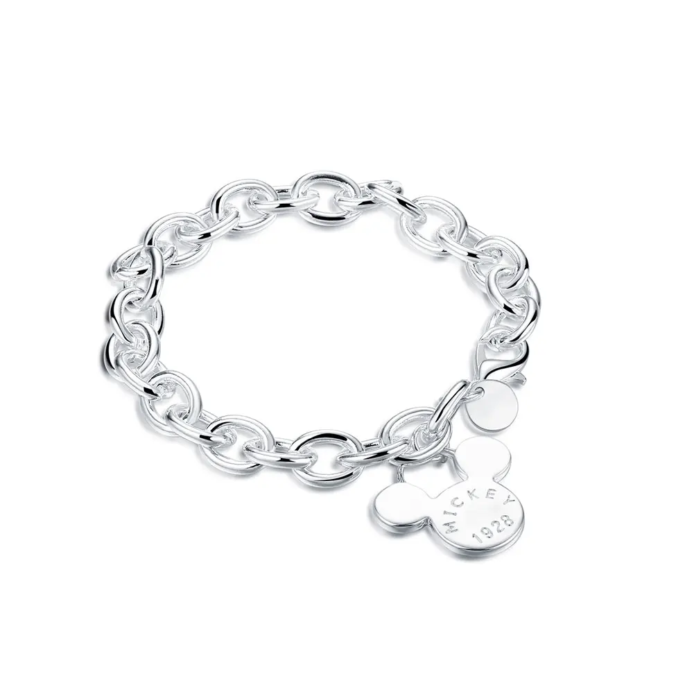 S925 Sterling Silver Mickey Pendant Bracelet 8 Inches 20cm Women's Valentine's Day Wedding Holiday Jewelry Gift view 2