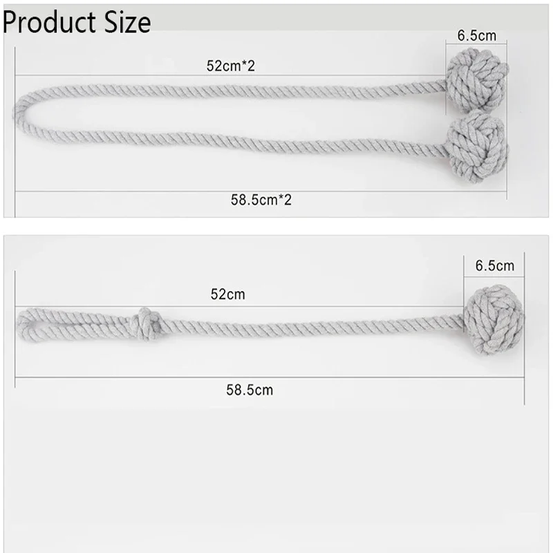 CurtainTiebacks Handmade Natural Cotton Rope Round Finial Drapery Tie Bakes Decor Holdbacks Holders Window Sheer Blackout Panels