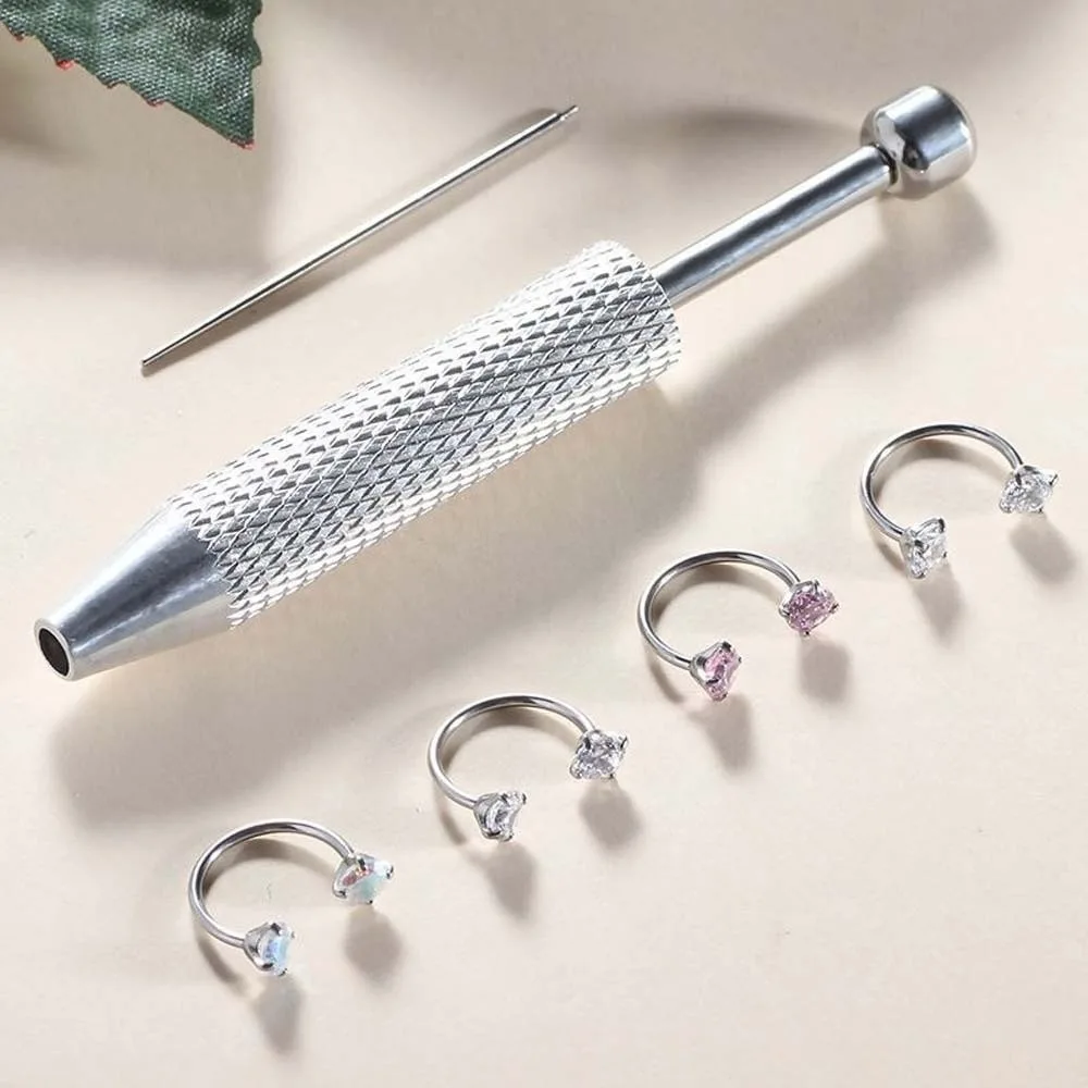 6/9/15pcs Stainless Steel Ear Piercing Jewelry Tool Set Rhinestone Zirconia Piercing Taper Ball Grabber Minimalist Durable