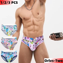 1/2/3 PCS/Lot 2024 New Arrival Sexy Cute Cartoon Briefs For Men Comfortable Summer Nylon Cotton Gay Men Underwear