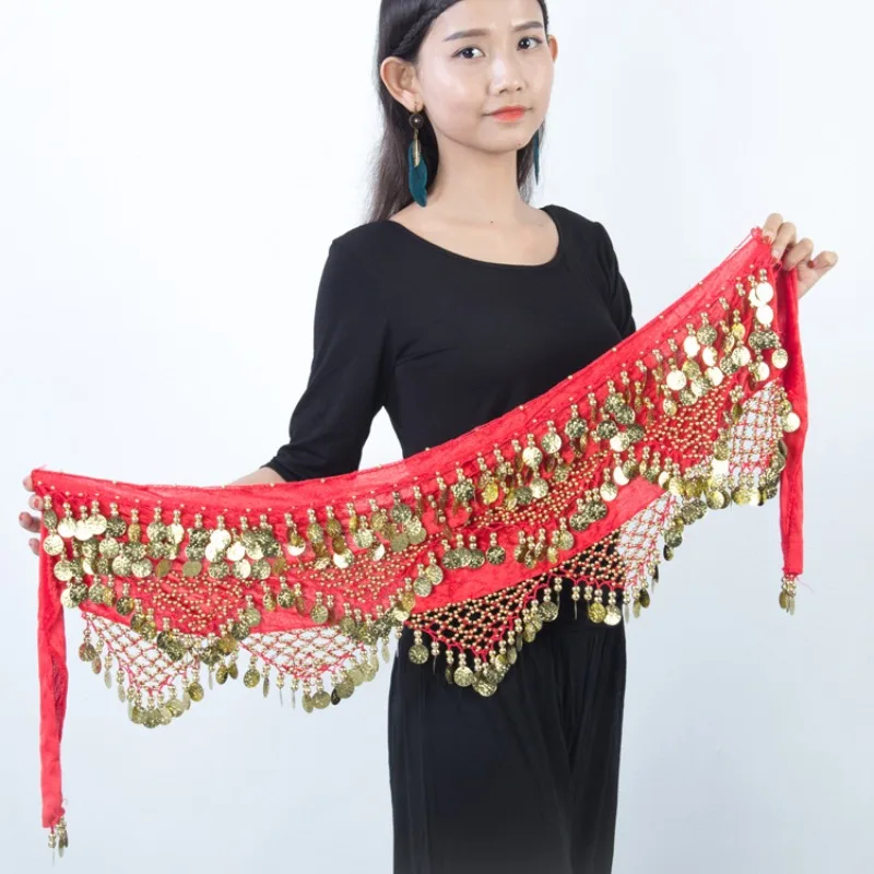 New Style Belly Dance Sequined Waist Chain Triangle Hip Scarf Women Performance Clothing Accessories Belly Dance Coins Belt