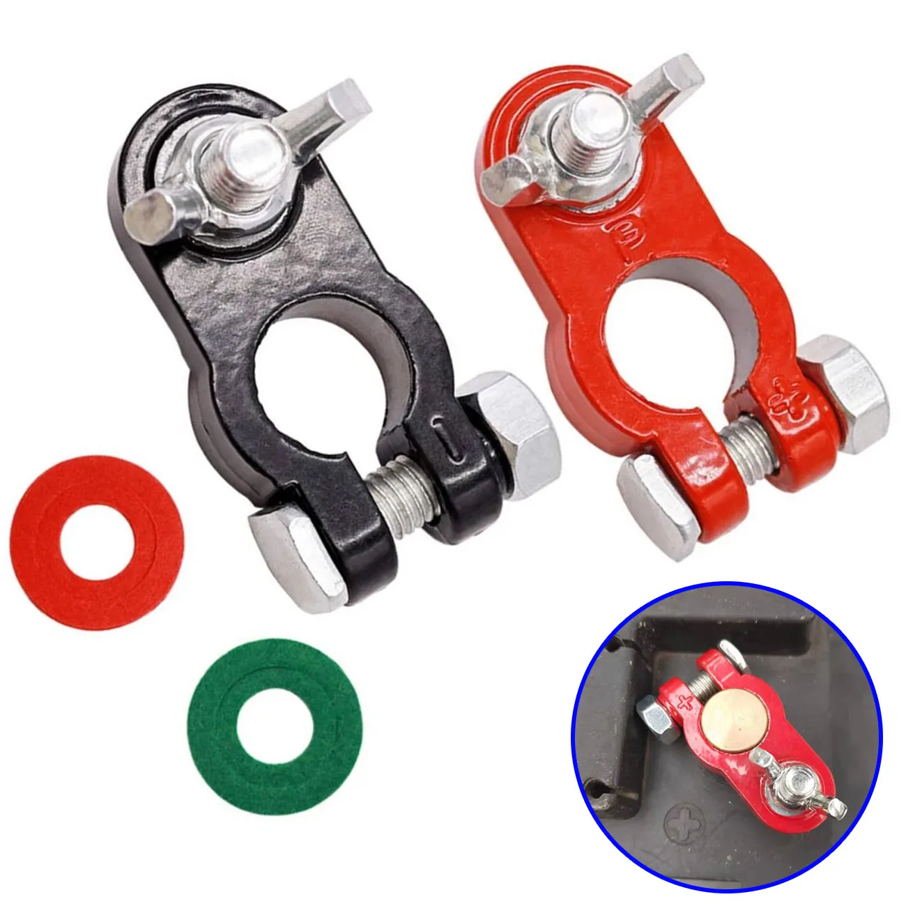 موصلات محطة بطارية السيارة ، كابل بورنز الرئيسي ، مشبك آخر علوي ، وصلة لولبية للسيارة ، شاحنة ، 12 فولت ، 24 فولت ، 2 روض #1