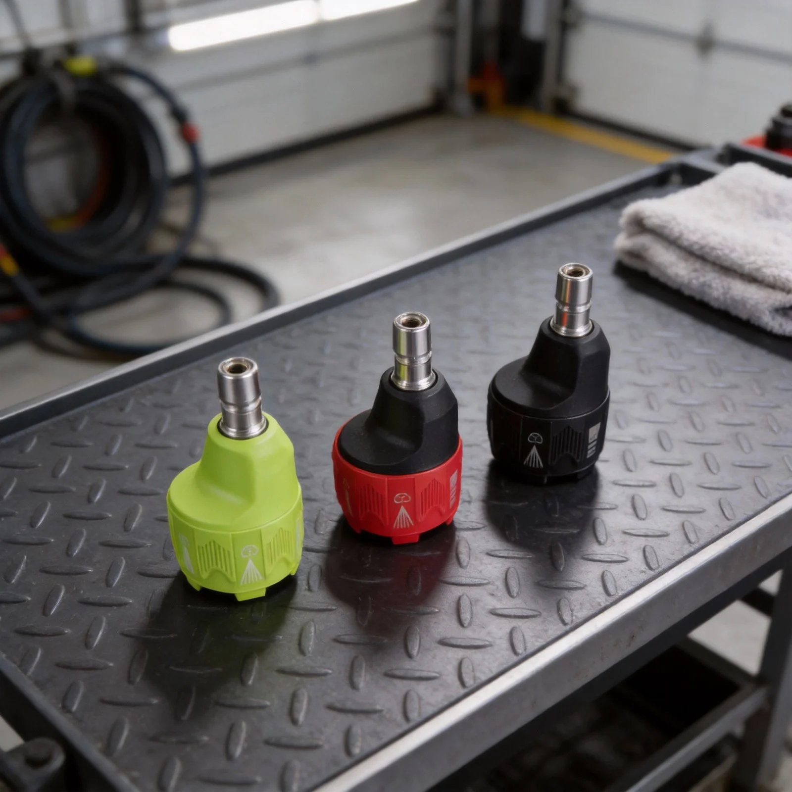 3 Pcs 6 in 1 Pressure Washer Nozzles with 14 inch Quick Change Connector for 4000 PSI Pressure Washing and Cleaning Applications