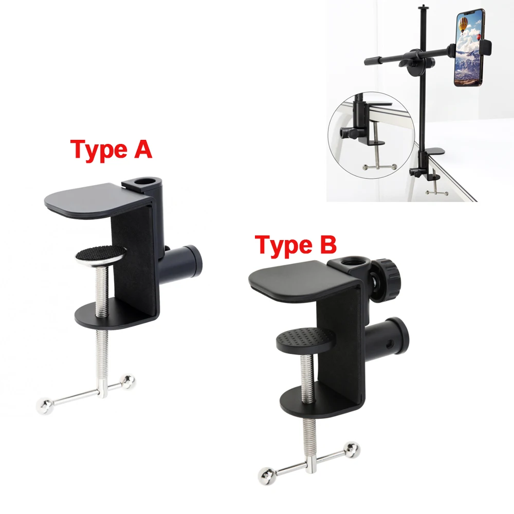 Bracket Clamp 2-IN-1 Large Table Mount Clamp Metal Desk Clamp Mic Clamp Holder for Microphone Suspension Boom Scissor Arm