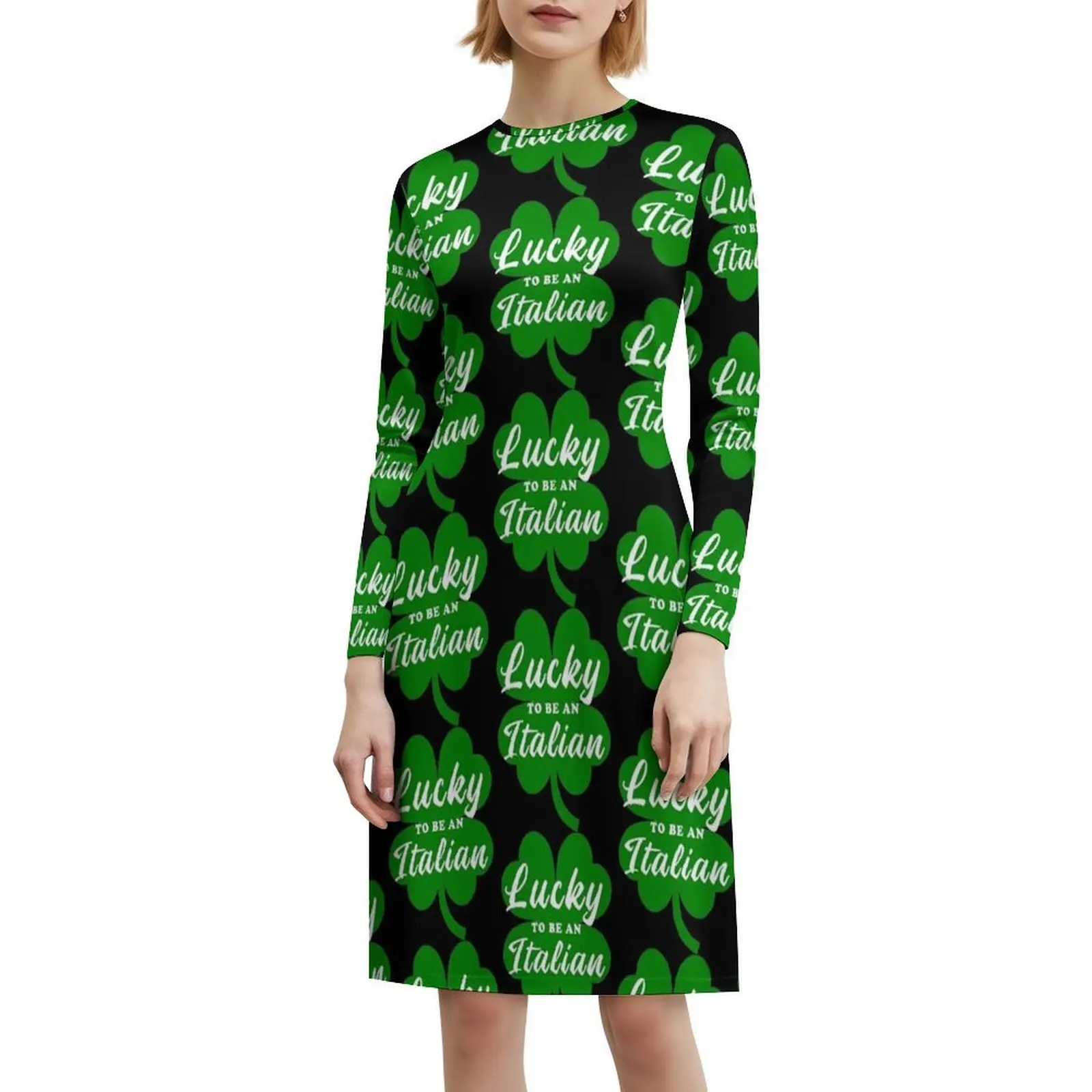 يوم الحظ الإيطالي يكون فستانًا مثيرًا للإجازات للنساء على الشاطئ وحفلات أعياد الميلاد فستان قصير Lucky Be A Italian Day Day Day Irish Female #6