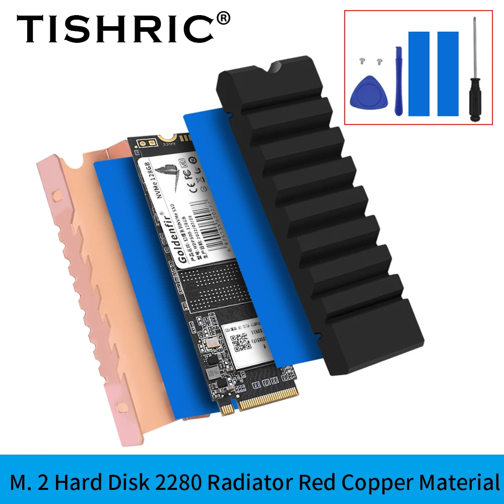 

TISHRIC S80-TM.2 M2 SSD Cooler Radiator Red Copper Material Heat Conductive Pad Applicable To M.2 2280 Solid-state Drive