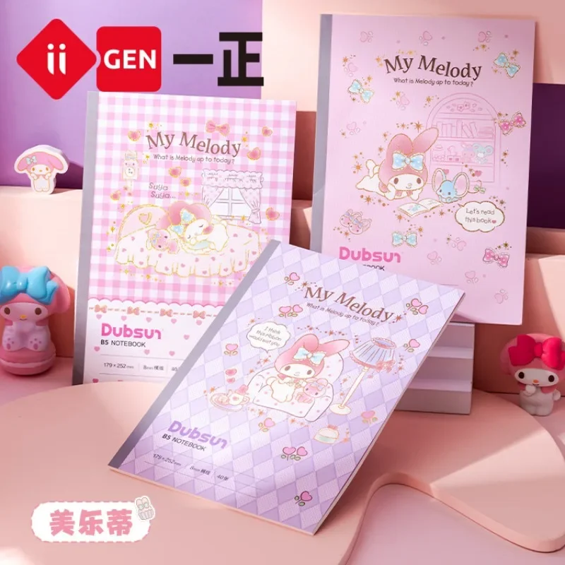 IIGEN Sanrio Hello Kitty My Melody B5 Notebook Anime Journal Diary Kawaii Sketchbook Student Planner Notepad Office Stationery