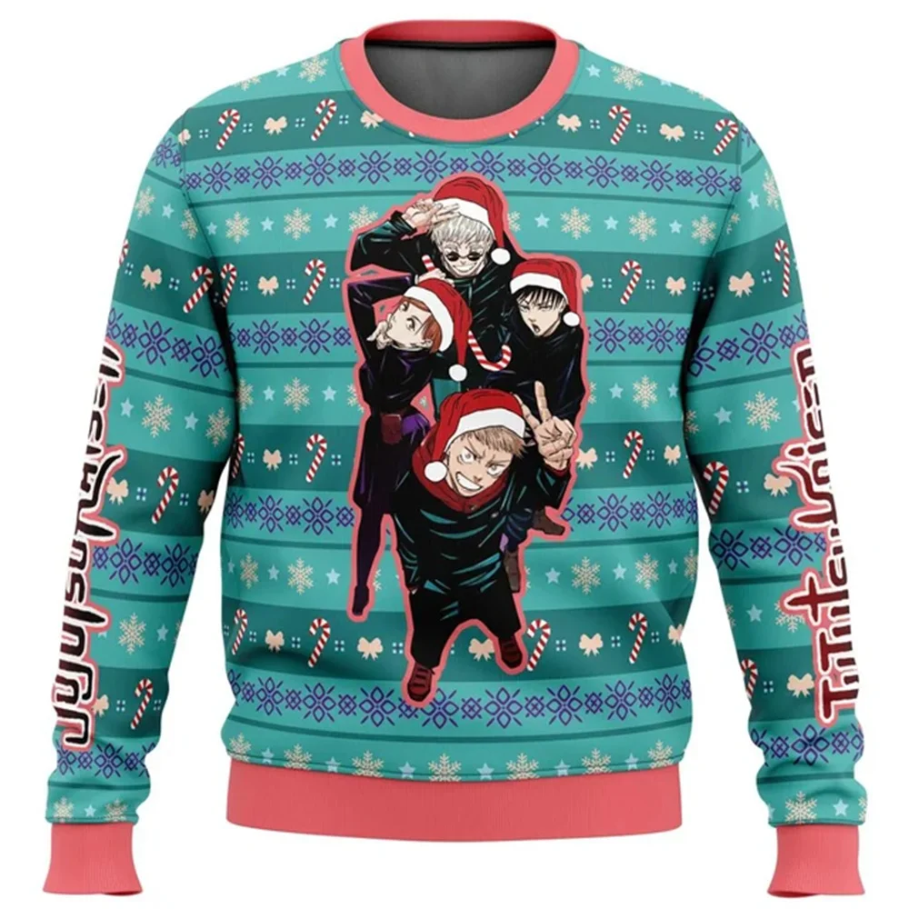 Sukuna Christmas Jujutsu Kaisen Ugly Christmas Sweater Gift Santa Claus Pullover Men 3D Sweatshirt And Top Autumn And Winter