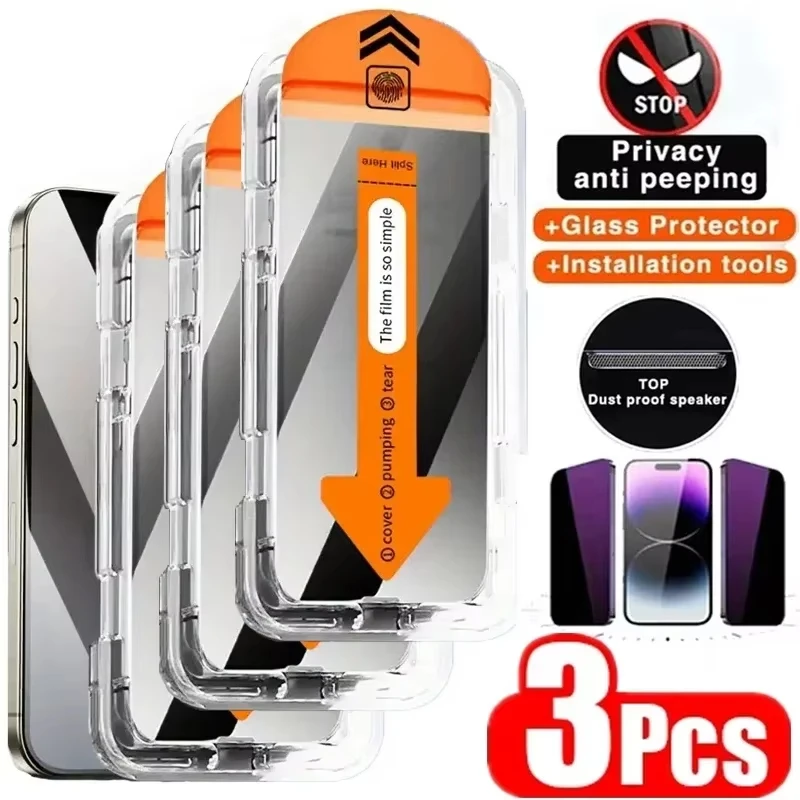 

1-3PCS Privacy Screen Protectors For Samsung Galaxy S25 Ultra S24 S23 S22 S26 Plus Fingerprint Unlock Anti Spy Tempered Glass