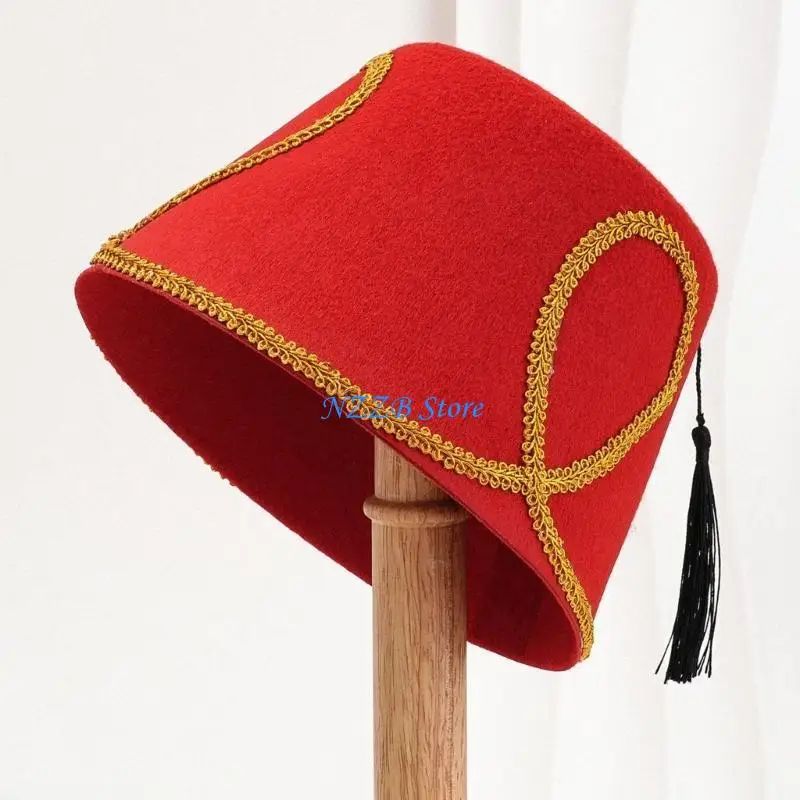 T21F النساء الأنماط العرقية قبعة السفر الرائعة قبعة خمر التطريز اليدوية قبعة للحفلات والاحتفالات المناسبة #3