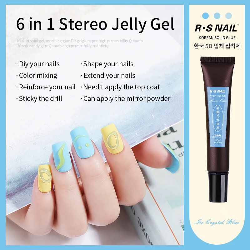 

5D Solid Pudding Gel Nail Polish 6 Color Nail Art Candy Gel Poly Nail Extension Gel Builder Nail Gel For Manicure DIY