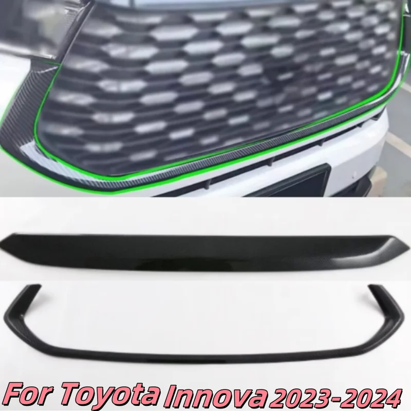 

For Toyota Innova 2023 2024 Carbon Fiber Car Front Grille Grills Cover Trim Molding Strip Accessories