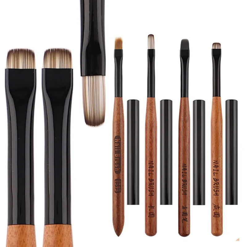 Round Wood Handle Nail Ombre Brush Gel Painting Brush Nail Art For Gel Tip Extension Acrylic Builder Accessory Nail Art Brushes