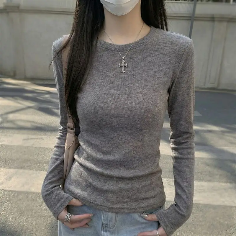 2026 Damen Herbst-Winter T-Shirt Stilvolles O-Neck Dralon-Basis-Top Fleece-Gefüttertes Langarm-Thermo-T-Shirt für das Schichten-Looking – Detail 11