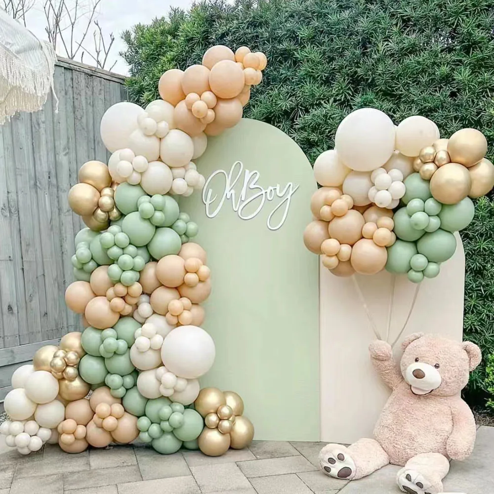 134pcs/Set Avocado Green Gold Balloon Garland Arch Kit Wedding Graduation Decorasation 1st Birthday Party Kids Baby Shower Decor