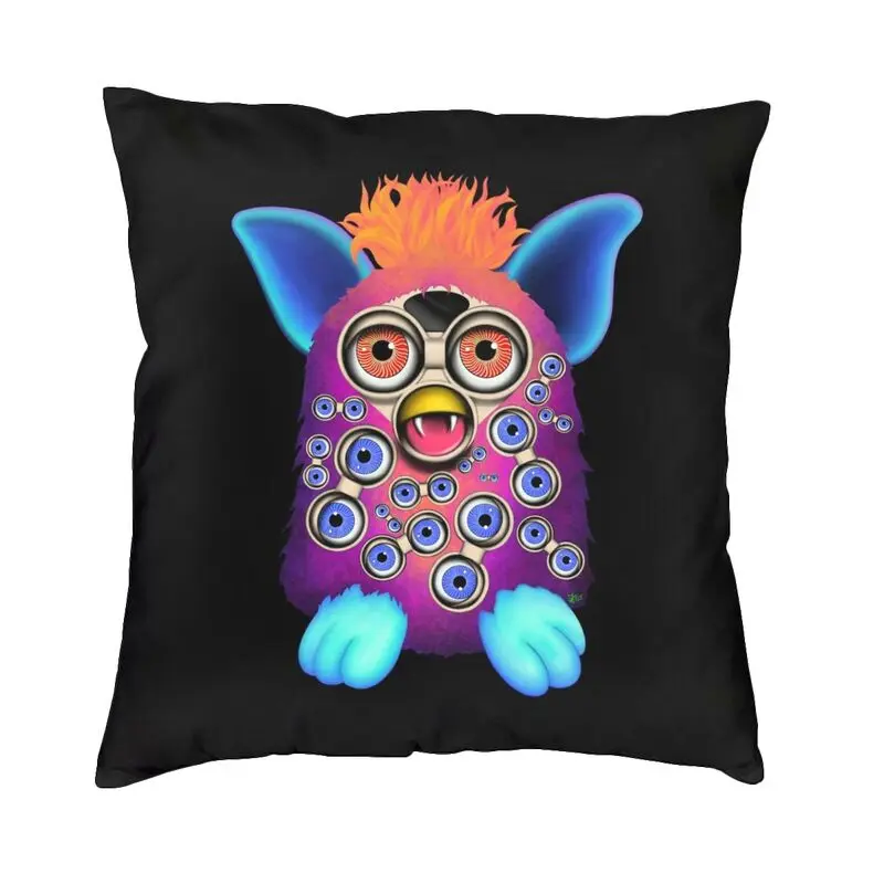 Nightmare Furbys Cartoon Robot Toys Cushion Cover Double Side Print Floor Pillow Case for Sofa Custom Pillowcase Decoration