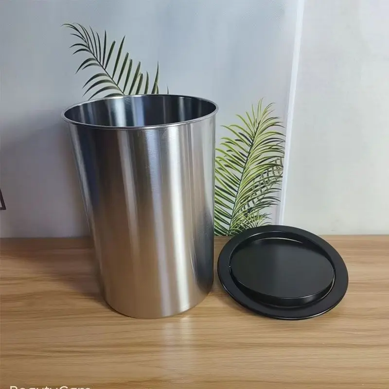 Kitchen Cabinet Recessed Countertop Stainless Steel Trash Can,Balance Swing Flap Lid Garbage Bin for Restaurant/Hotel/Office